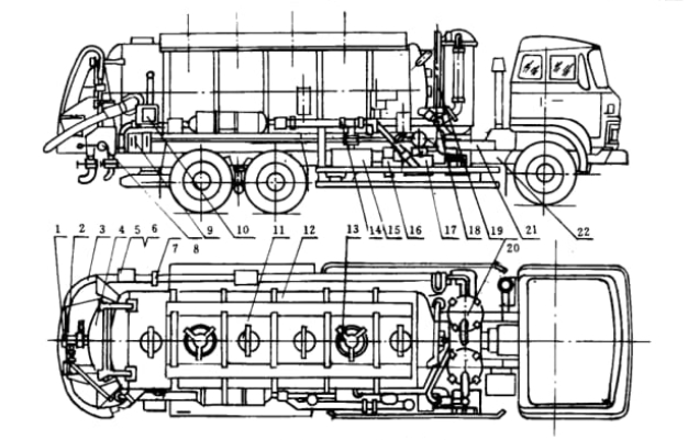 Drawing Of dry Sewage Suction Truck