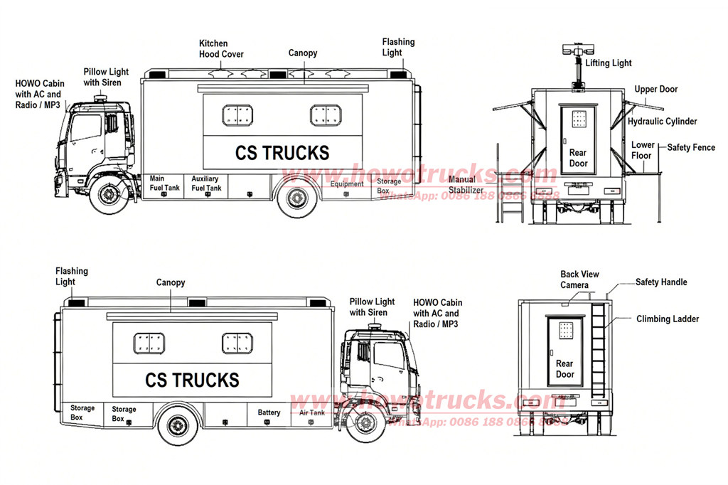 Mobile kitchen truck Technical drawing