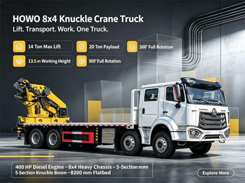 HOWO NX 6x4 flatbed truck with crane